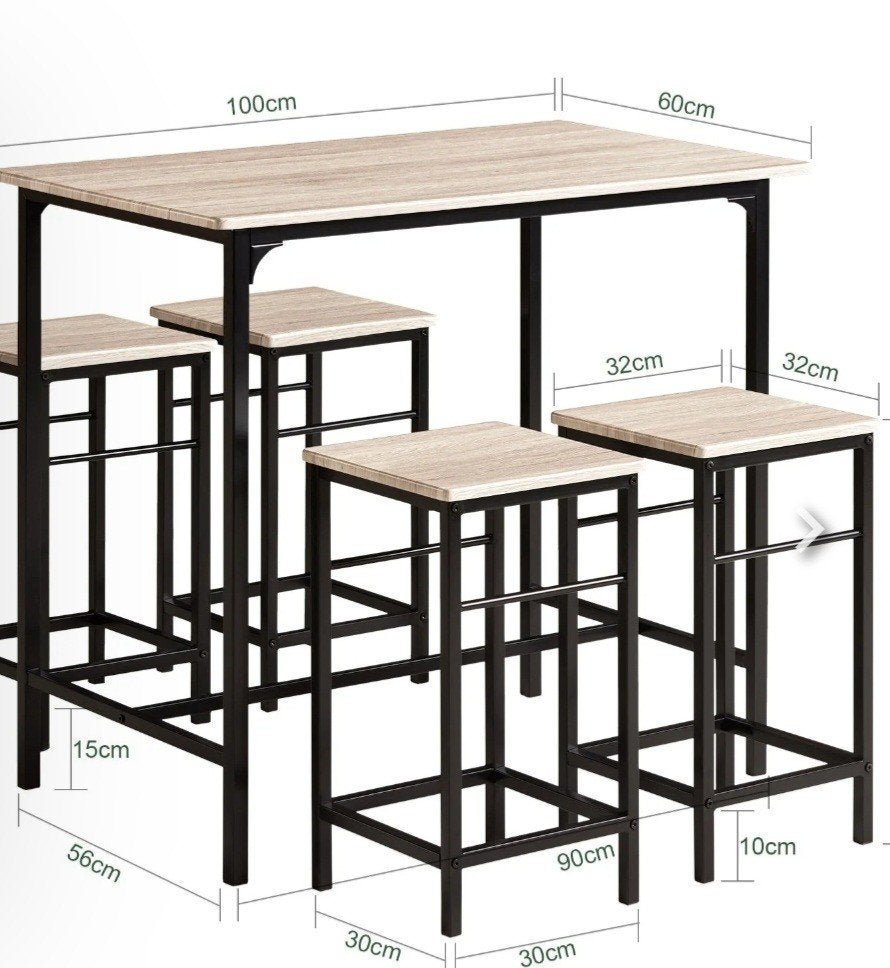Compacte barset voor buiten met tafel en 4 krukken, Tuin en Terras, Tuinsets en Loungesets, Ophalen, Gebruikt, Kunststof, 4 zitplaatsen