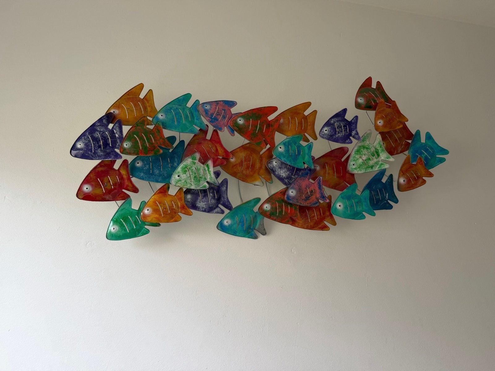 Metalen Wanddecoratie Vissen - Kleurrijk en Modern, Ophalen, Metaal, Wandsculptuur, Gebruikt