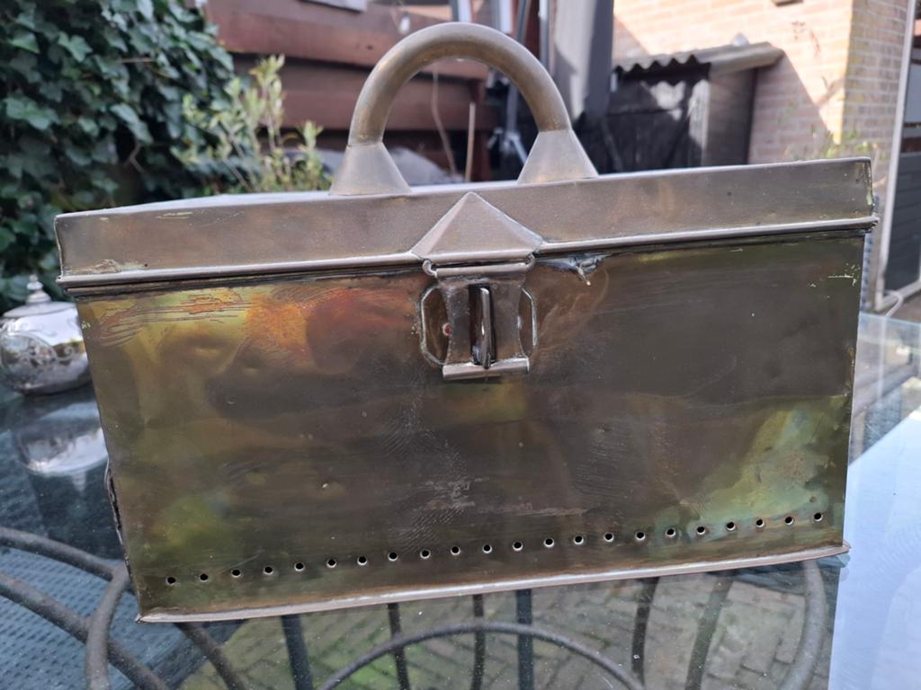 Antieke Koperen Rijtuigstoof met Uitschuiflade, Antiek en Kunst, Antiek | Koper en Brons, Ophalen of Verzenden