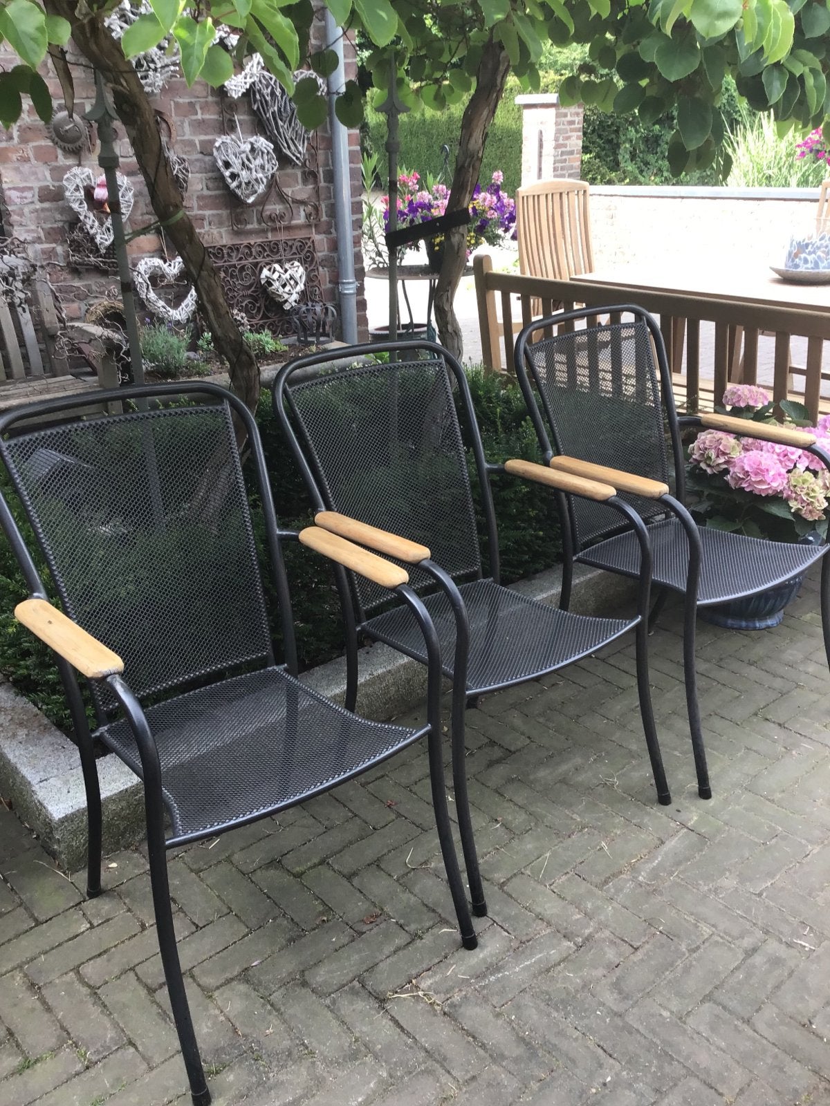 3 mooie stapelbare metalen tuinstoelen Royal Garden setprijs, Tuin en Terras, Tuinstoelen, Ophalen, Gebruikt, Metaal, Stapelbaar