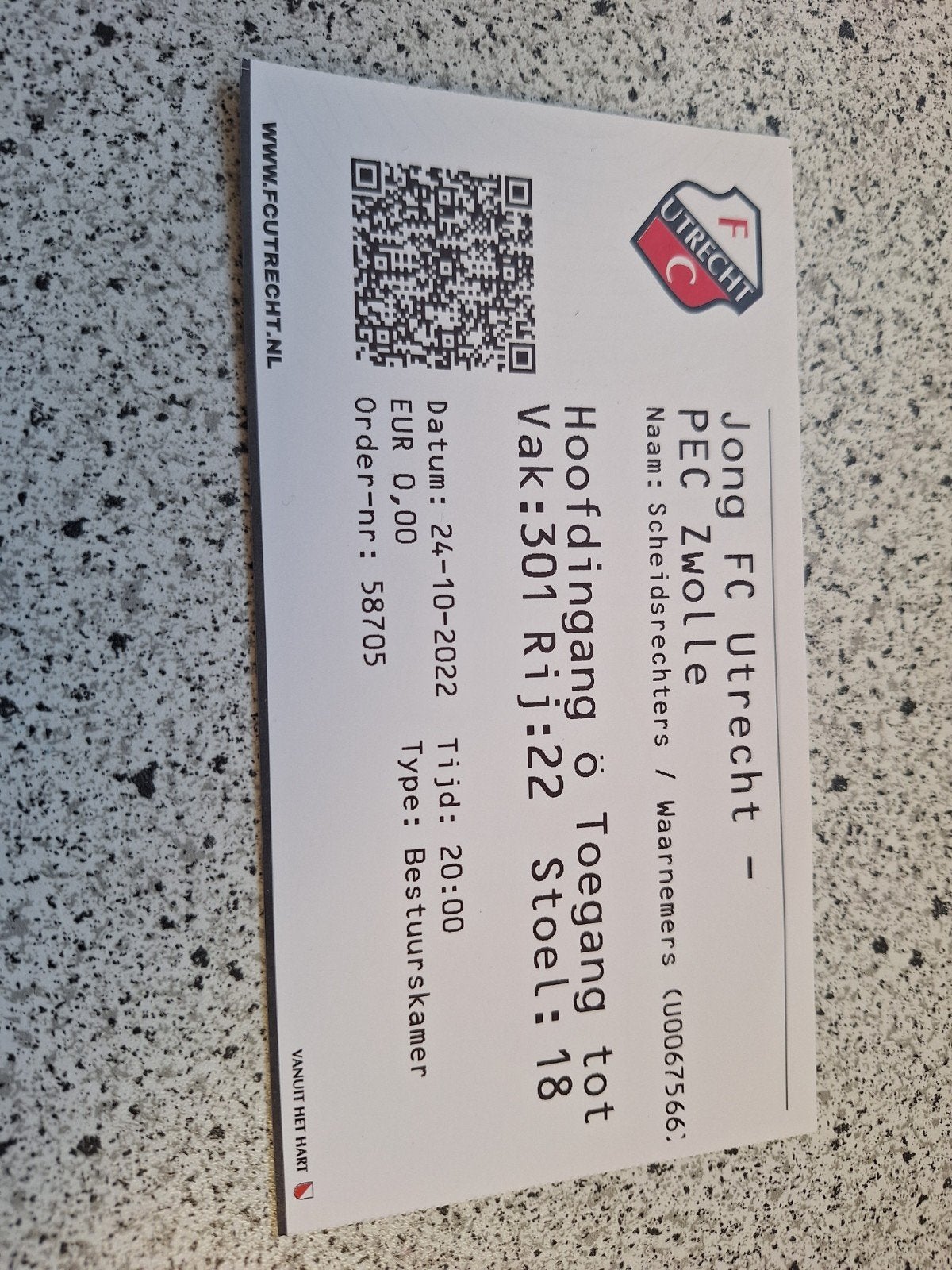 ticket jong fc utrecht pec zwolle 2022/2023, Verzamelen, Sportartikelen en Voetbal, Ophalen of Verzenden, Zo goed als nieuw, F.C. Utrecht