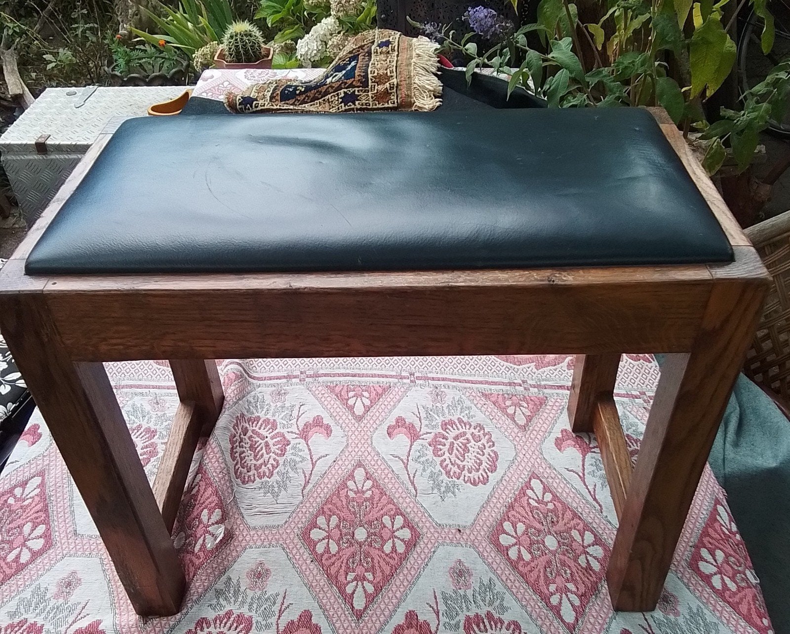 Oud houten krukje/voetenbankje - 38x28cm eiken, Huis en Inrichting, Krukjes, Ophalen of Verzenden, Gebruikt, Hout