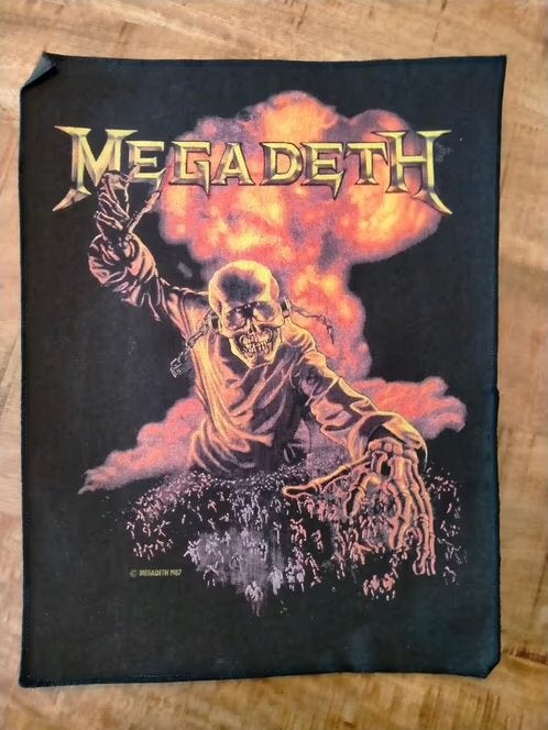 Megadeth 1987 nuclear cloud  peace back patch, Verzamelen, Ophalen, Nieuw, Gebruiksvoorwerp