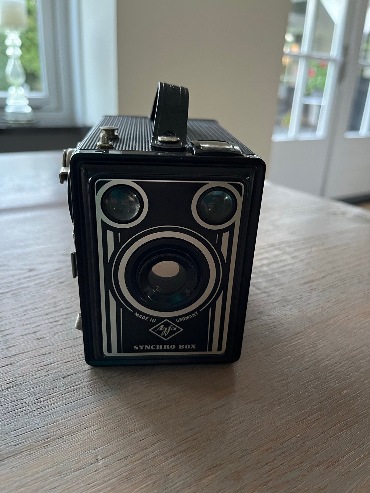 Vintage Agfa Synchro Box Camera met Leren Tas, Ophalen of Verzenden, Gebruikt, Compact, Overige Merken