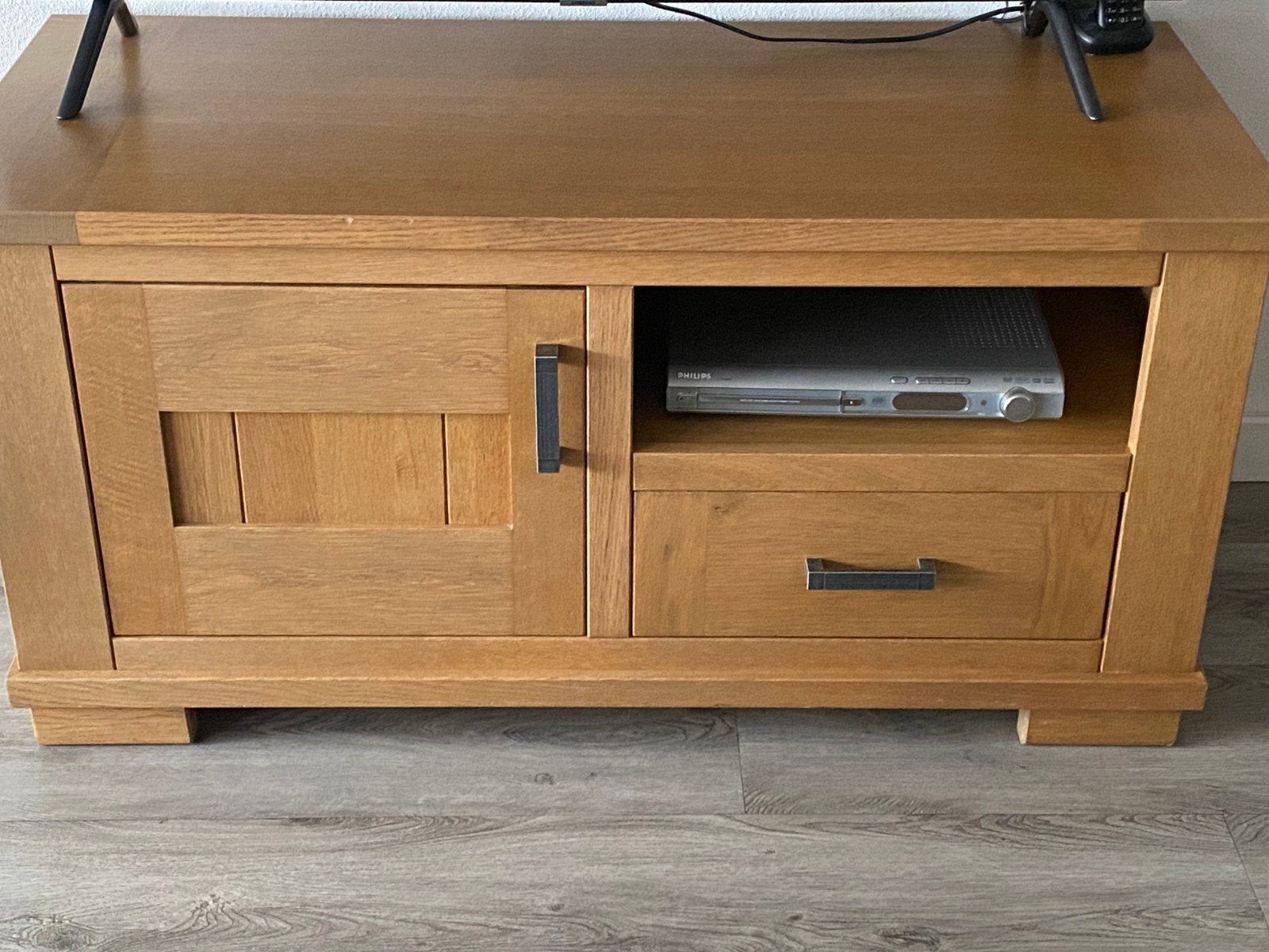 Massief licht eiken tv kast, Ophalen, Zo goed als nieuw, 25 tot 50 cm, Minder dan 100 cm