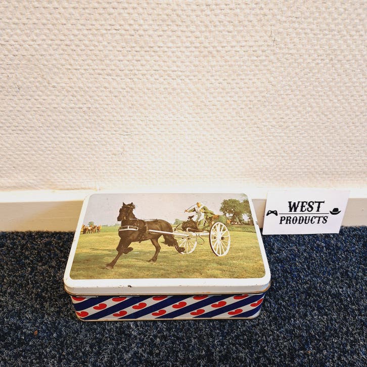 Vintage Fries Koekblik/Koektrommel met Paard & Wagen