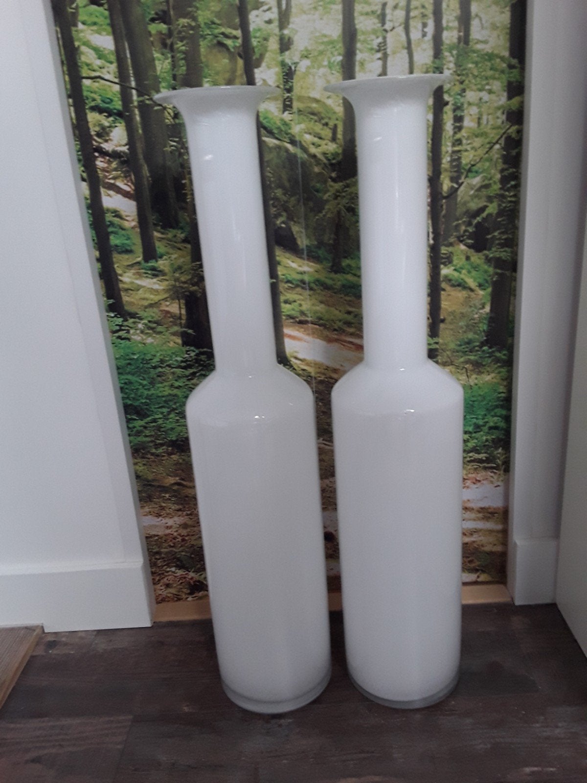 2 Grote witte opaalglazen vazen - IKEA Fyllig, 82 cm hoog, Ophalen