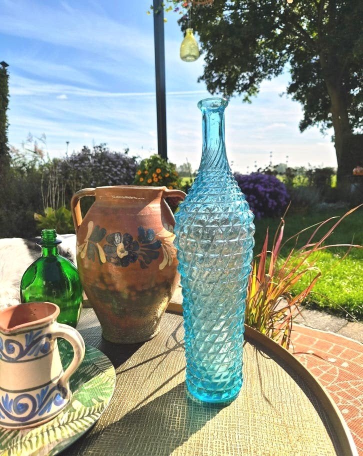 Intens blauwe flesvaas, Ophalen of Verzenden