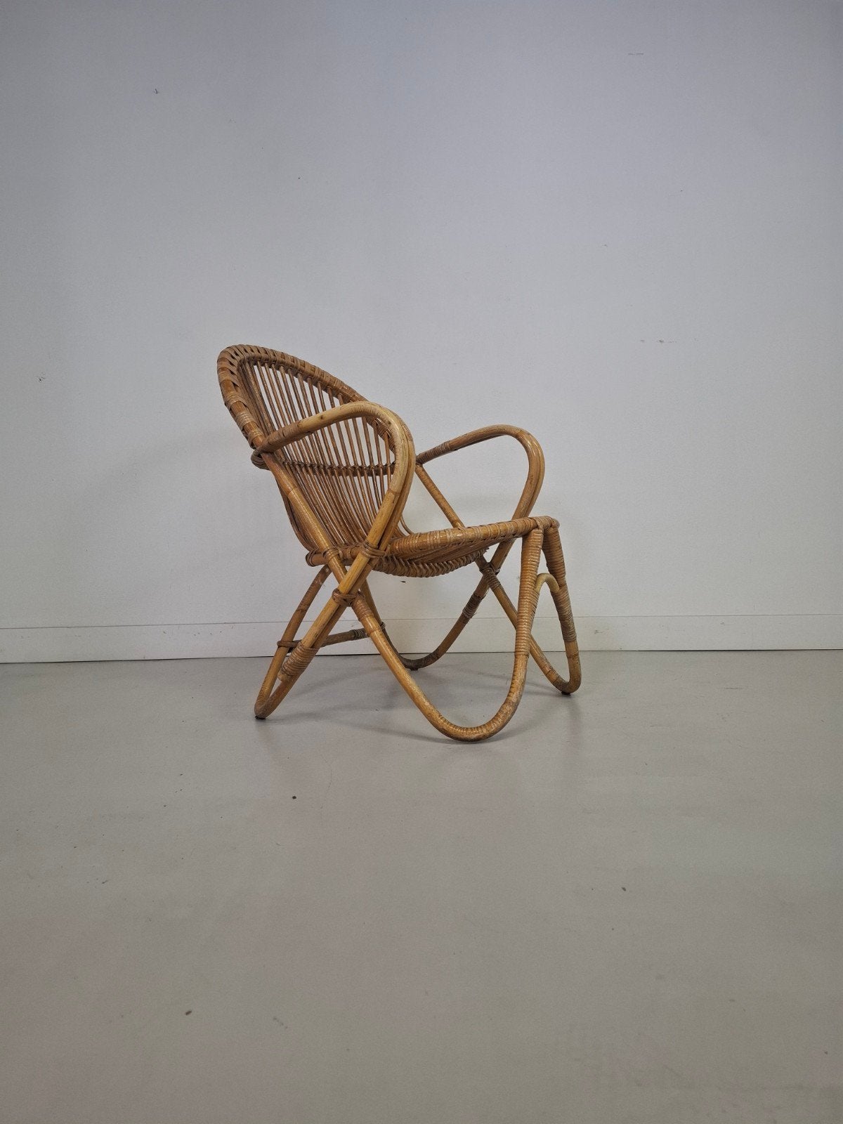 Vintage rotan stoel Rohe Noordwolde, Ophalen of Verzenden, Bruin, Eén