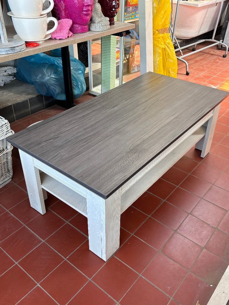 Salontafel Grijs Wit Landelijk Modern, Ophalen, Gebruikt, 100 tot 150 cm, 50 tot 100 cm