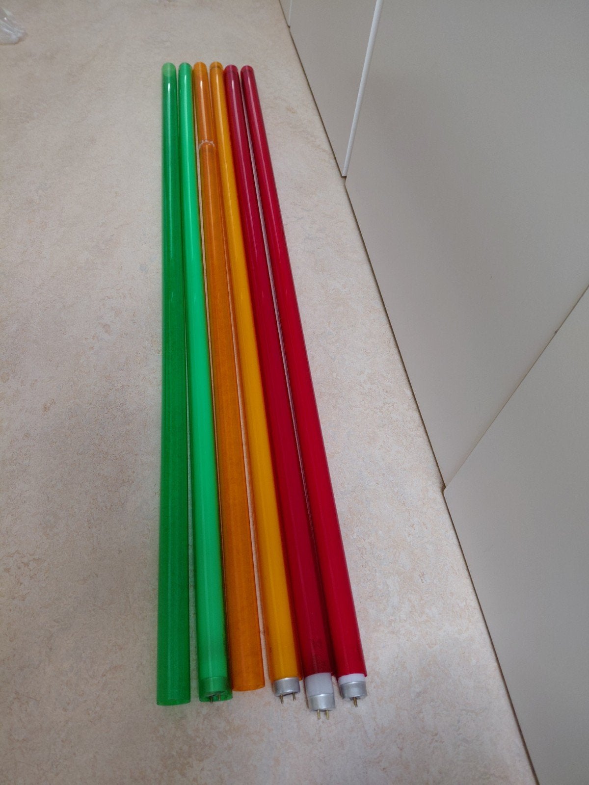 Gekleurde TL-buizen hulzen (rood, oranje, geel, groen), Overige merken, Gebruikt, G13 (TL), Meerkleurig