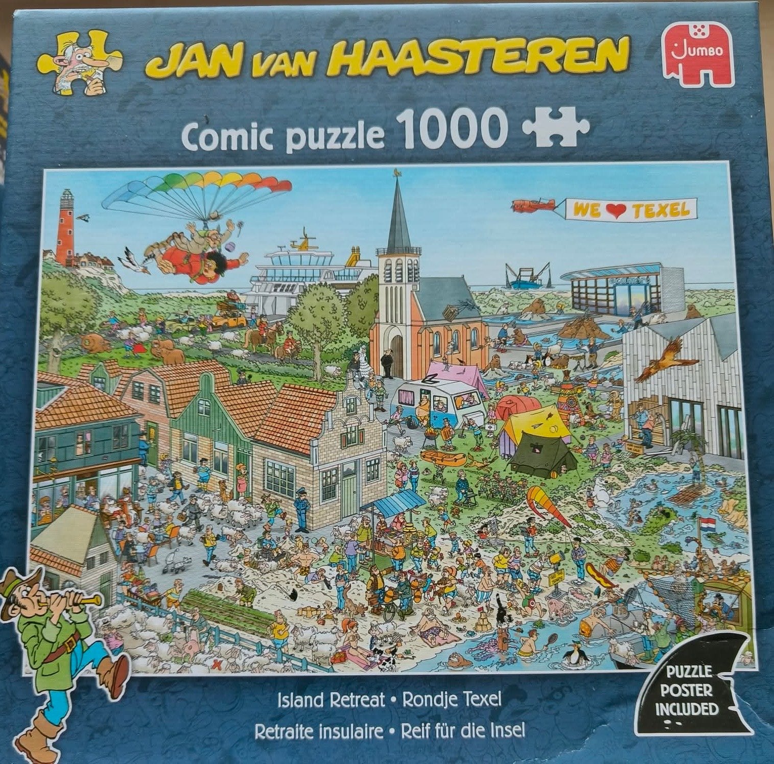 Jan van Haasteren Comic Puzzel 1000 stukjes - Rondje Texel, Ophalen, 500 t/m 1500 stukjes, Zo goed als nieuw, Legpuzzel