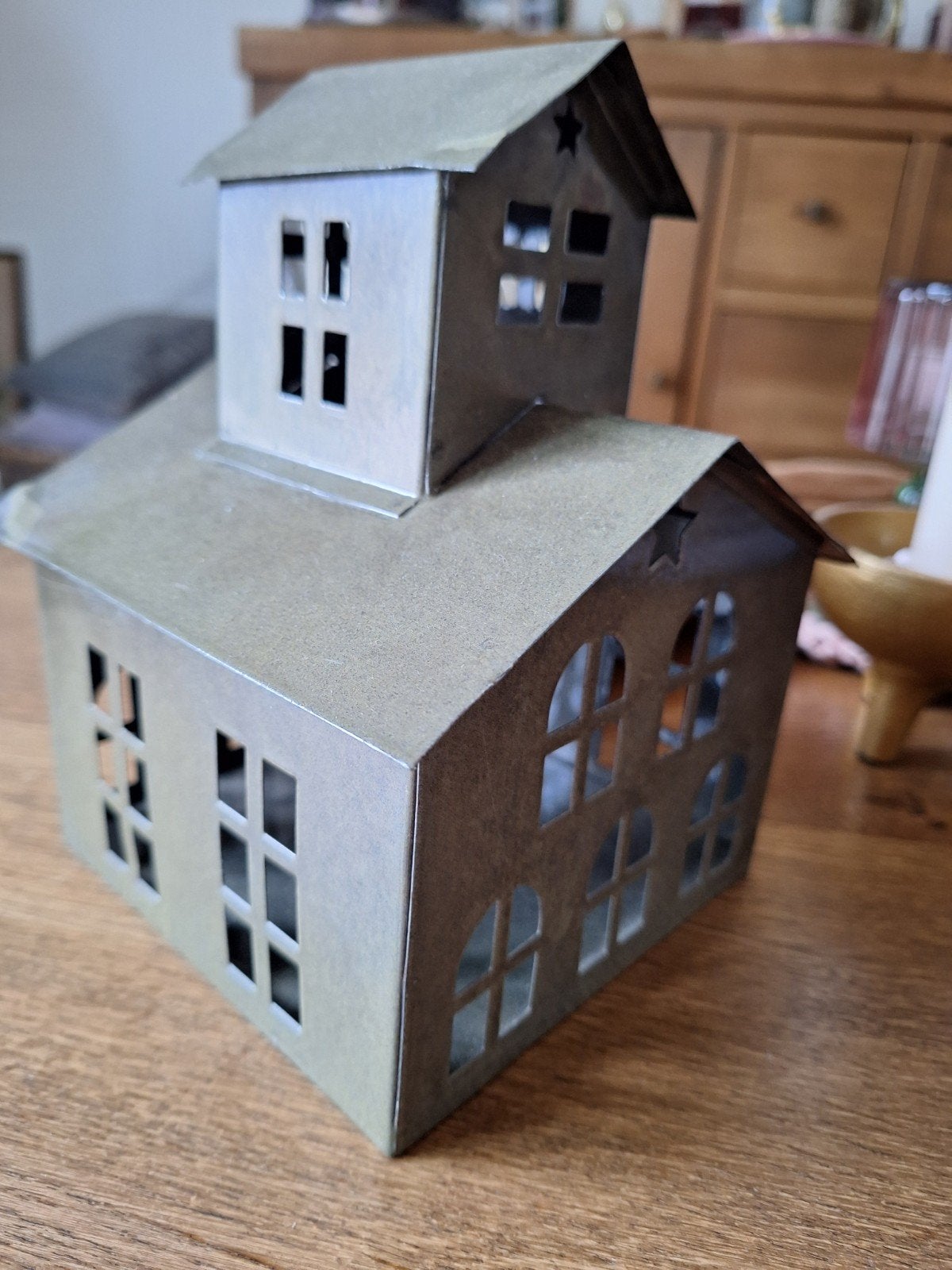 metalen waxinehouders huisjes, Gebruikt, Bruin, Waxinelichthouder, Ophalen of Verzenden