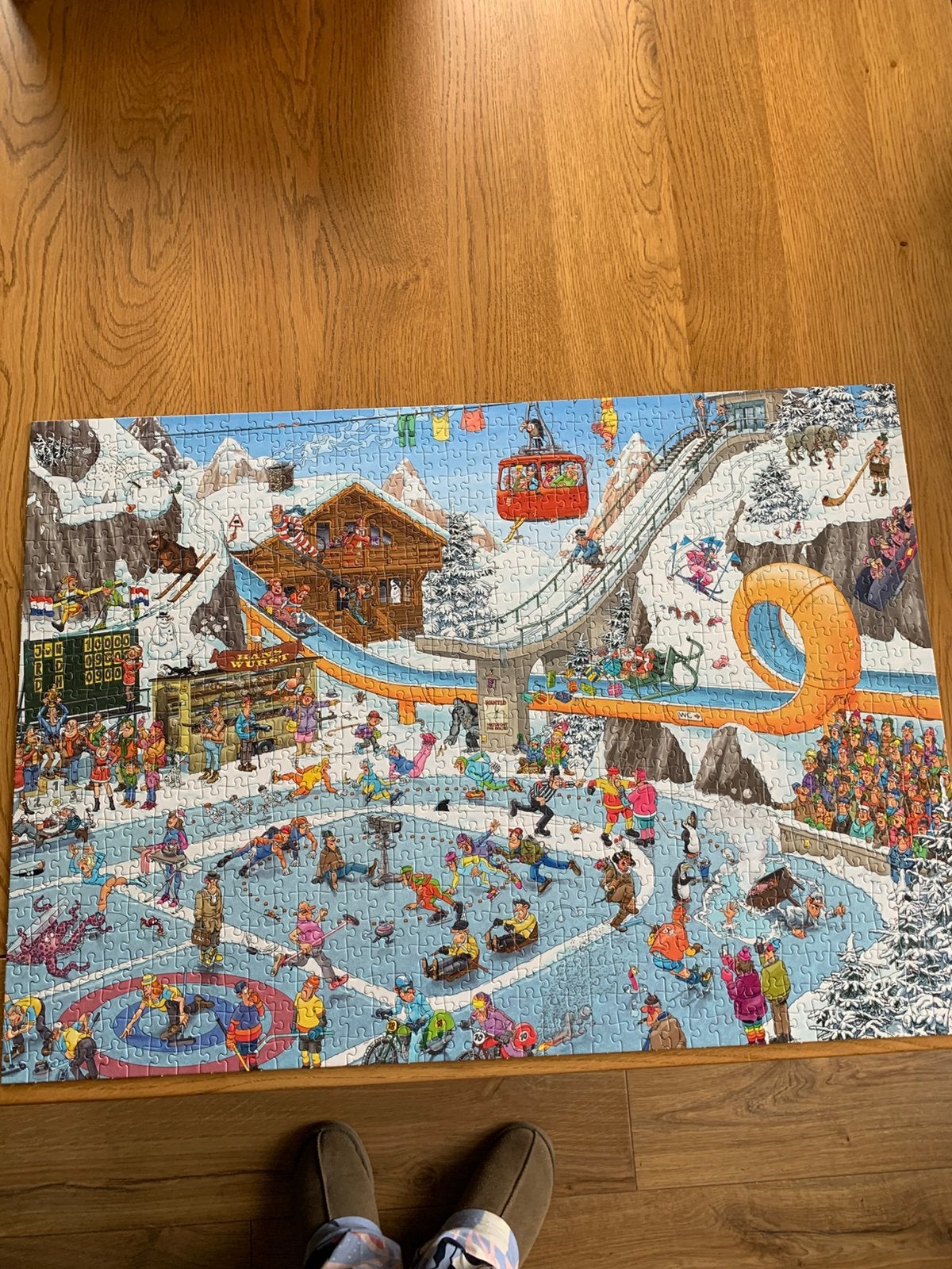 Jan van Haasteren puzzel Winterspelen 1000, Ophalen of Verzenden, 500 t/m 1500 stukjes, Zo goed als nieuw