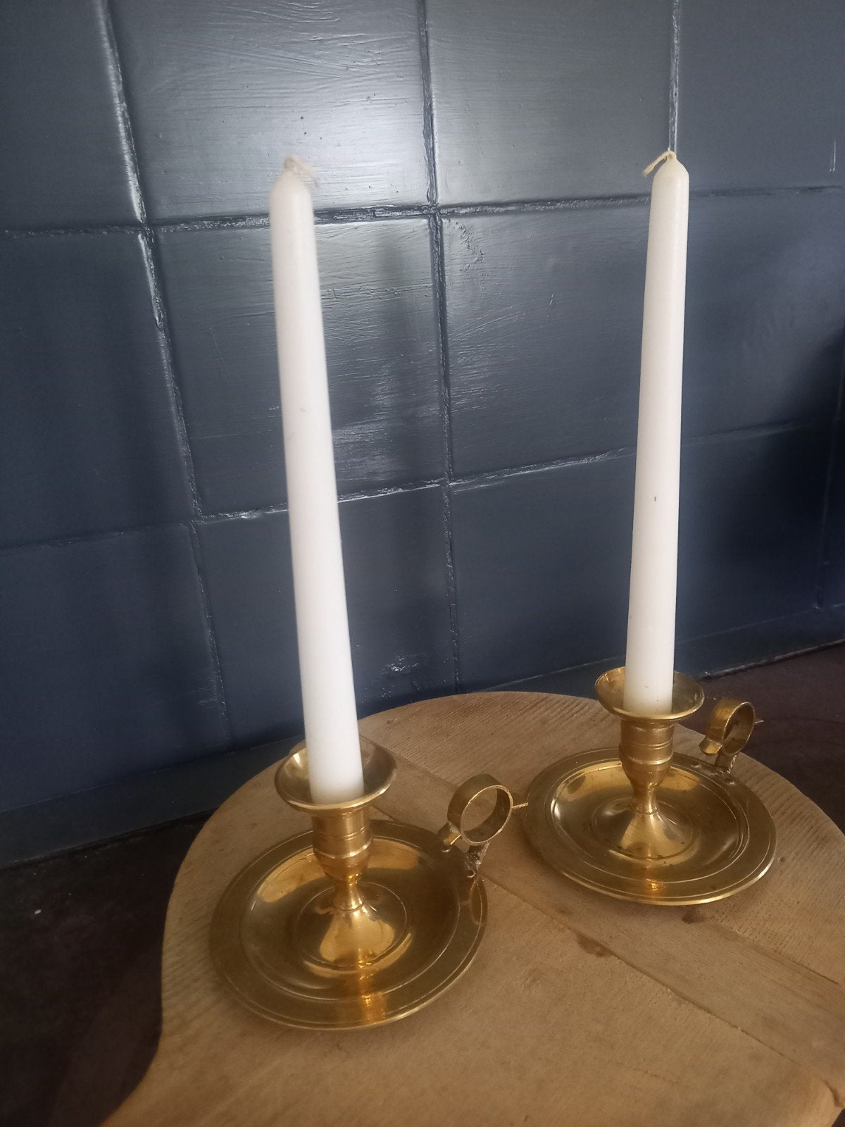 Set Zweedse Messing Blakers met oor - Nattljusstake, Ophalen of Verzenden, Koper of Brons