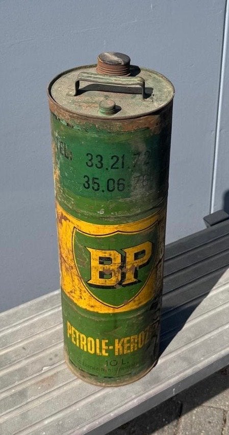 Vintage BP Petroleum Kerosine Blik - 10 Liter, Antiek en Kunst, Ophalen