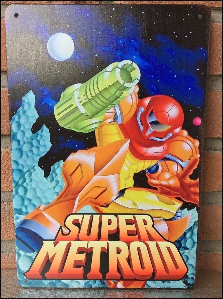 SUPER METROID Metalen Wandbord poster snes retro gaming, Avontuur en Actie, Verzenden, 1 speler, Nieuw