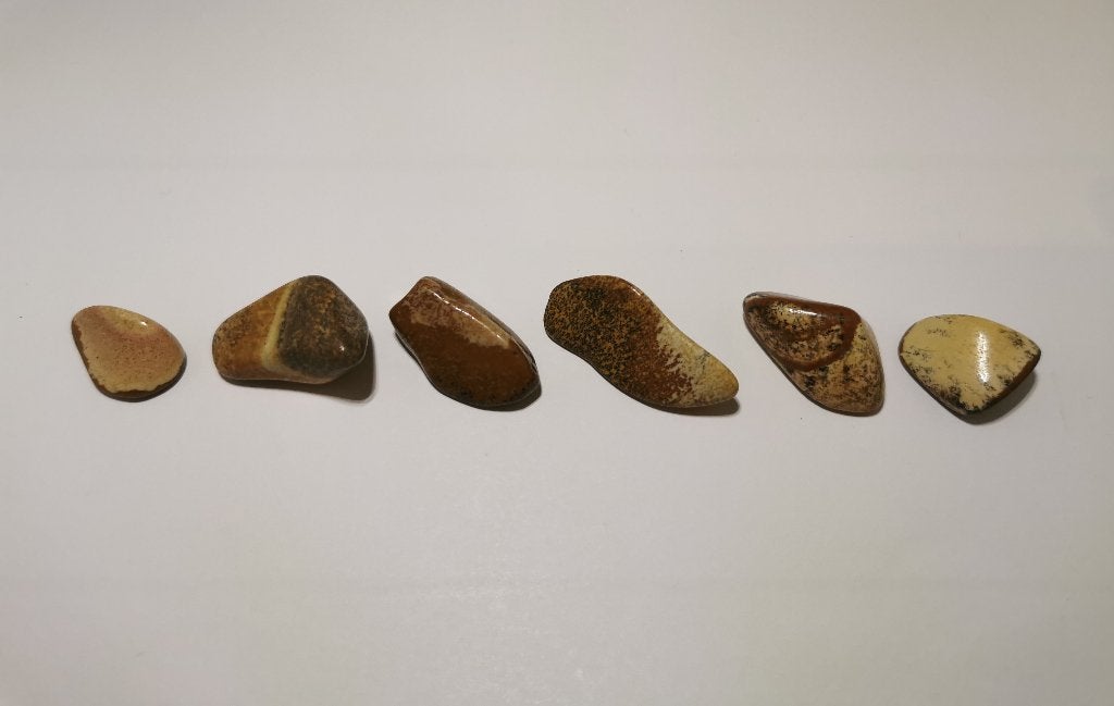 Leuke set van 6 Landschapsjaspis trommelstenen 45 gram, Ophalen of Verzenden, Mineraal