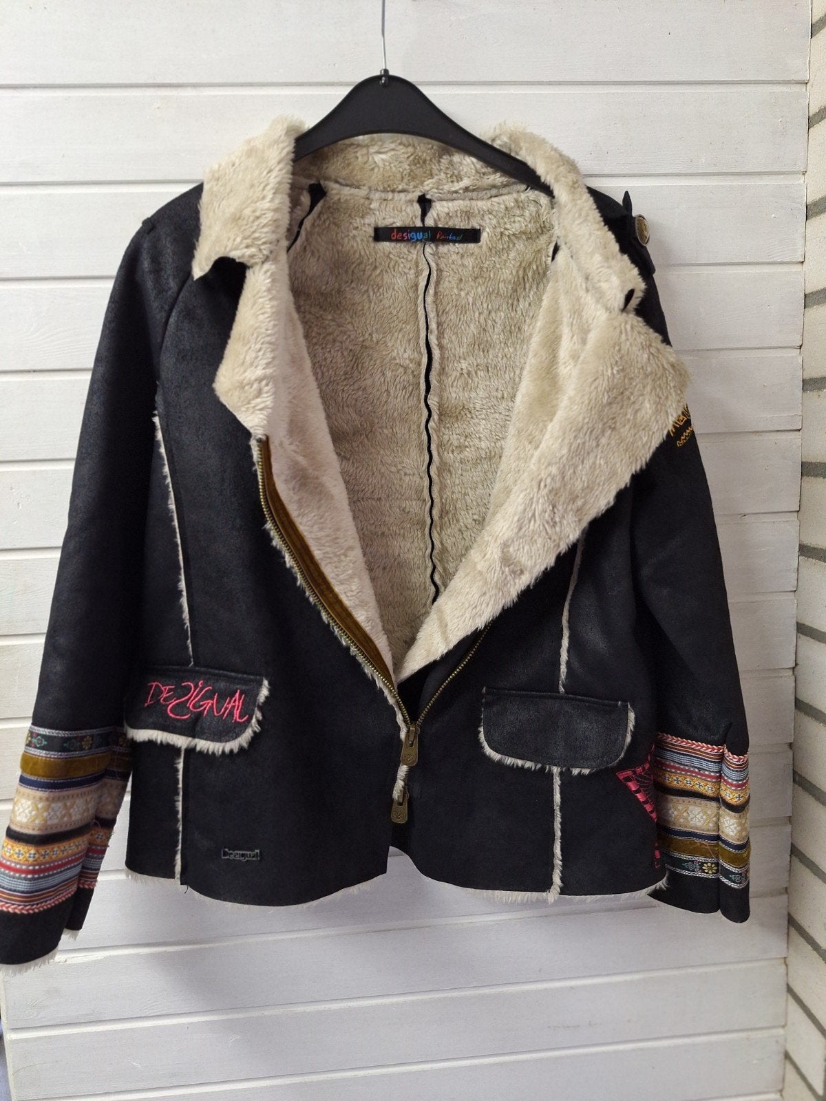 Desigual Rainbow winterjas maat 42, Zwart, Maat 42/44 (L), Ophalen of Verzenden, Desigual