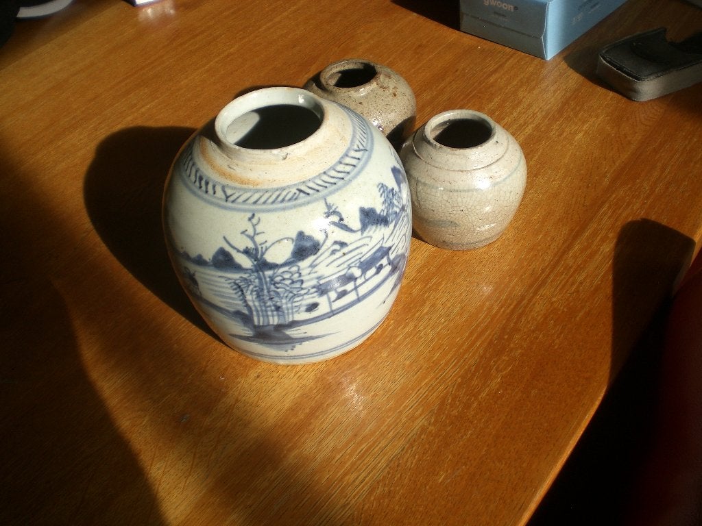 3 antieke  chinese gemberpotten, Ophalen of Verzenden