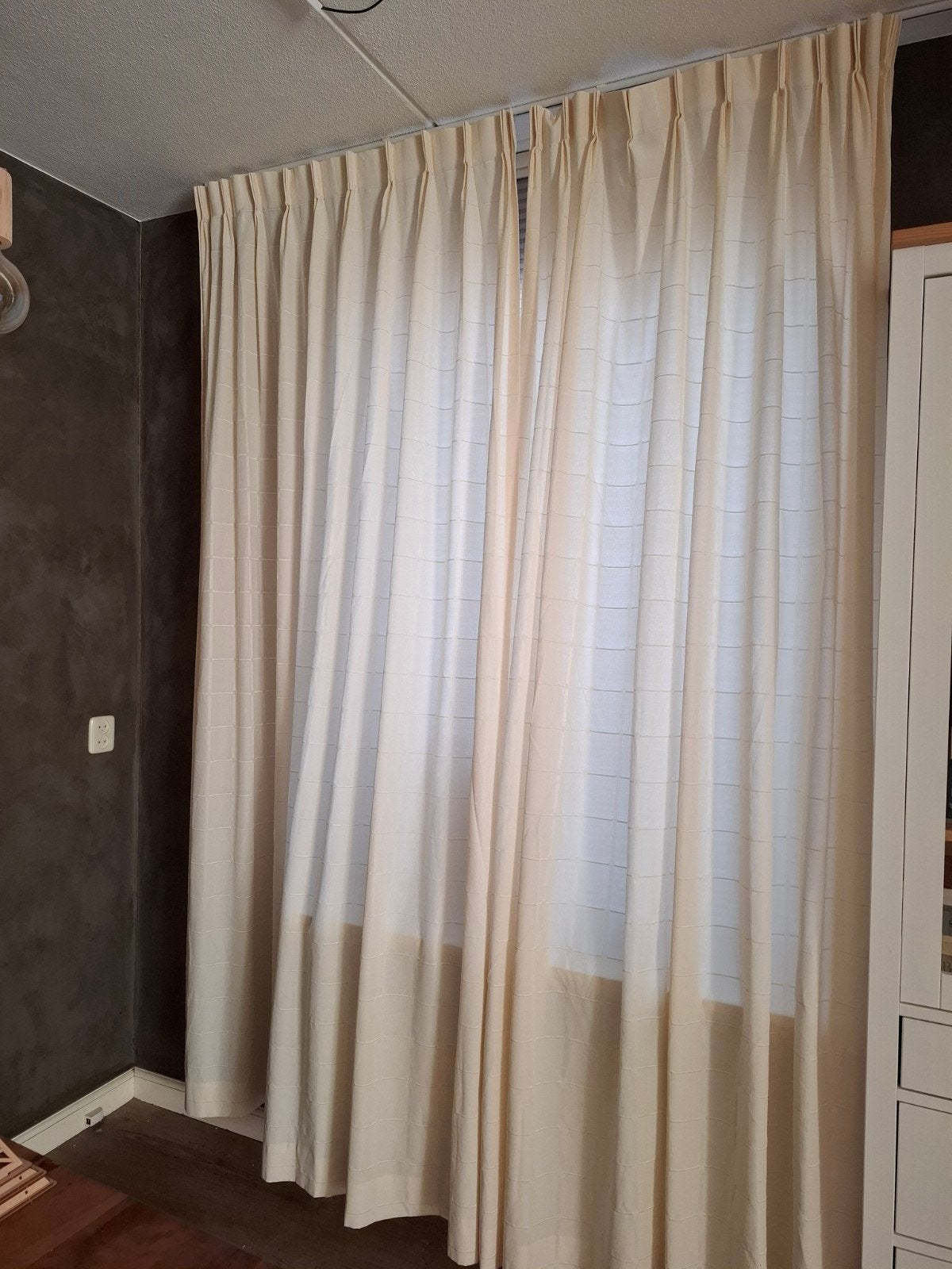 Gordijnen, Ophalen, Met haken, Crème, 233 cm