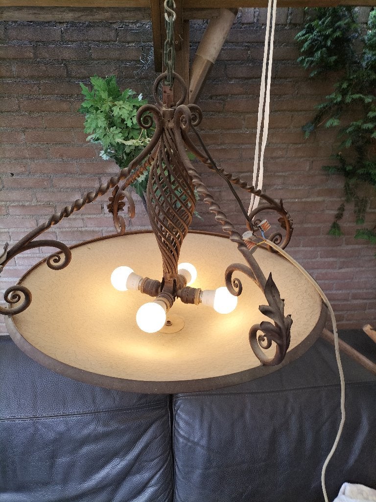 Vintage ganglamp met 4 x lampen, Ophalen