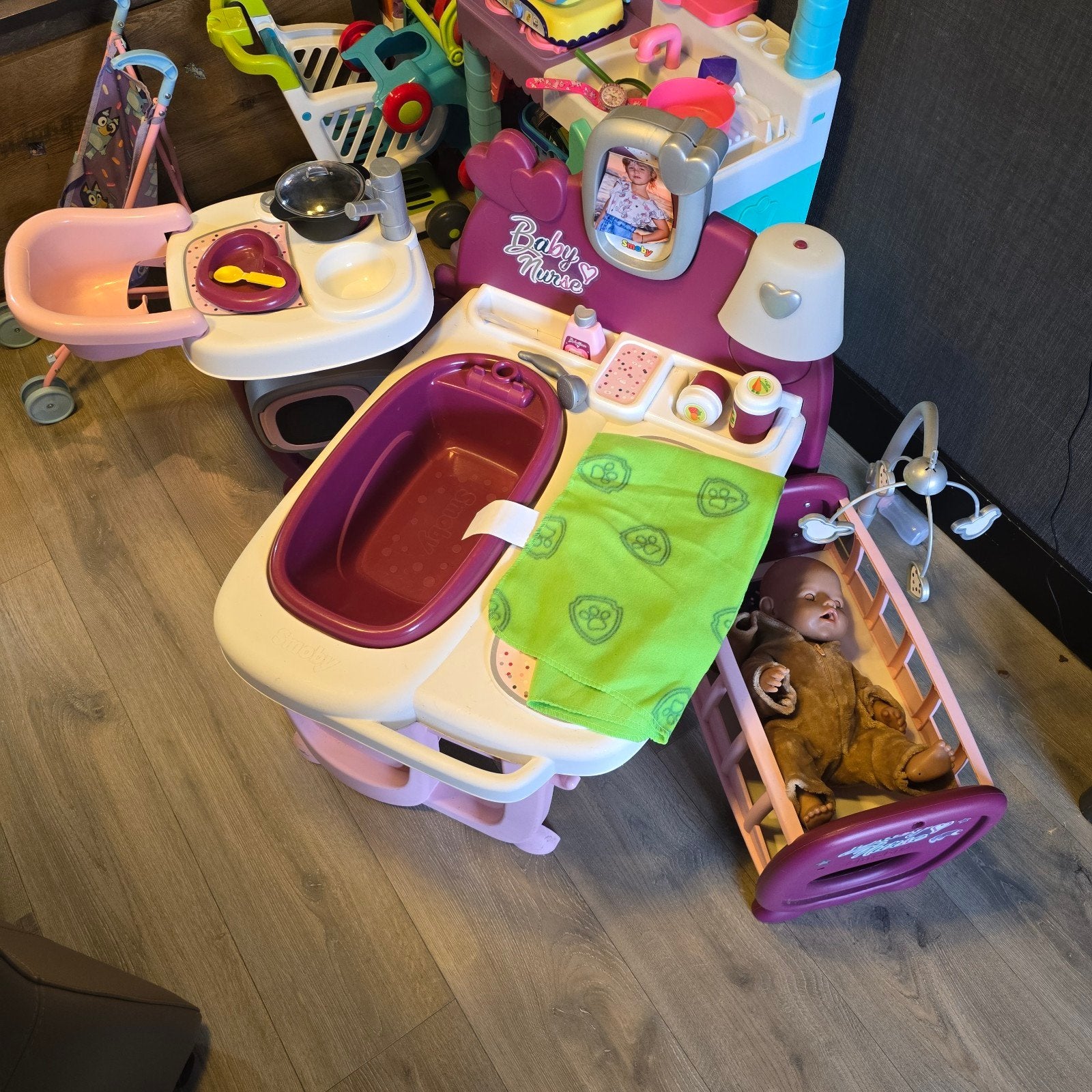 Smoby Baby Nurse Speelset met Badje en Wiegje, Ophalen, Gebruikt