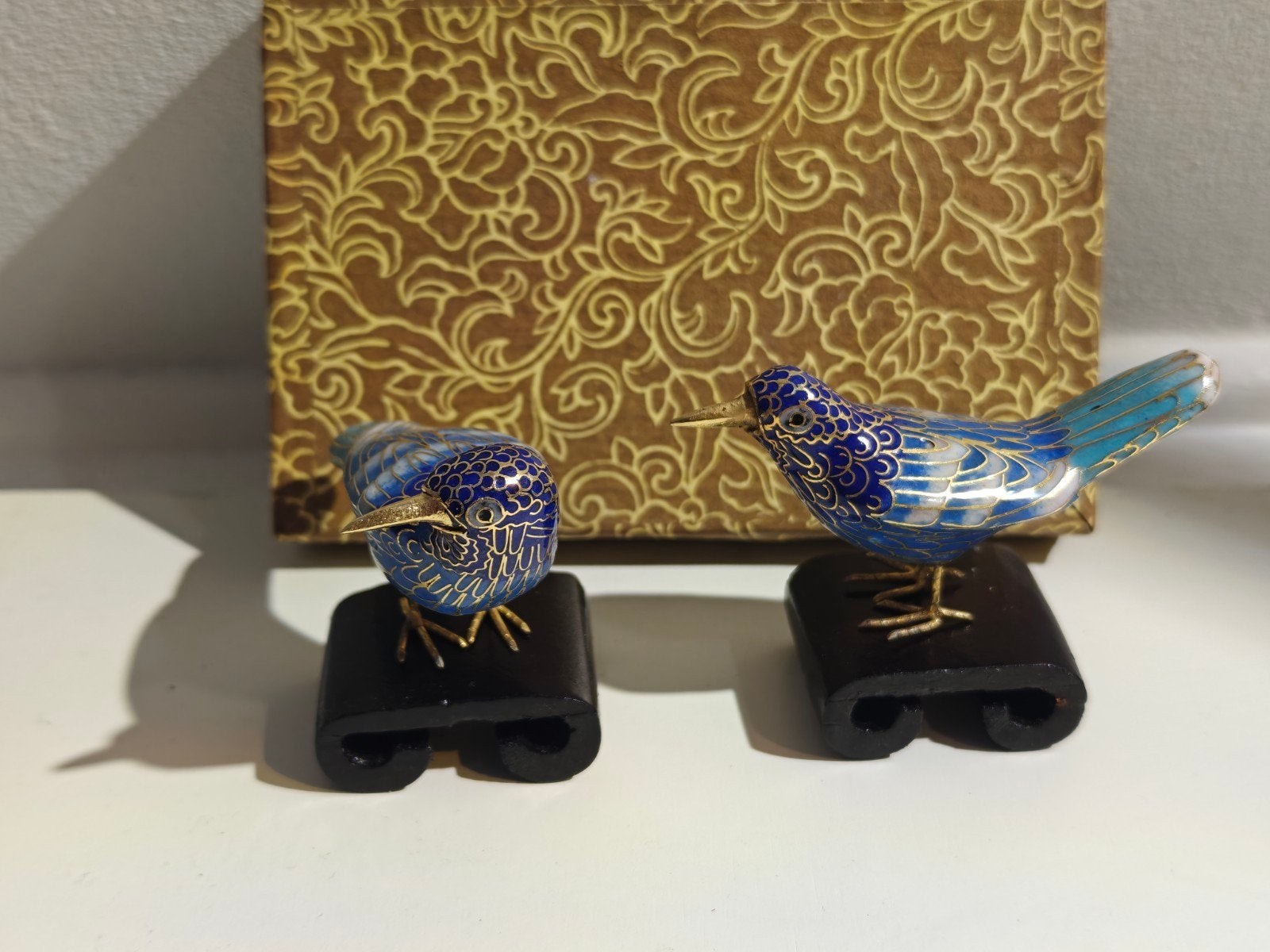 emaille vogelbeeldjes blauw, Antiek en Kunst, Ophalen of Verzenden