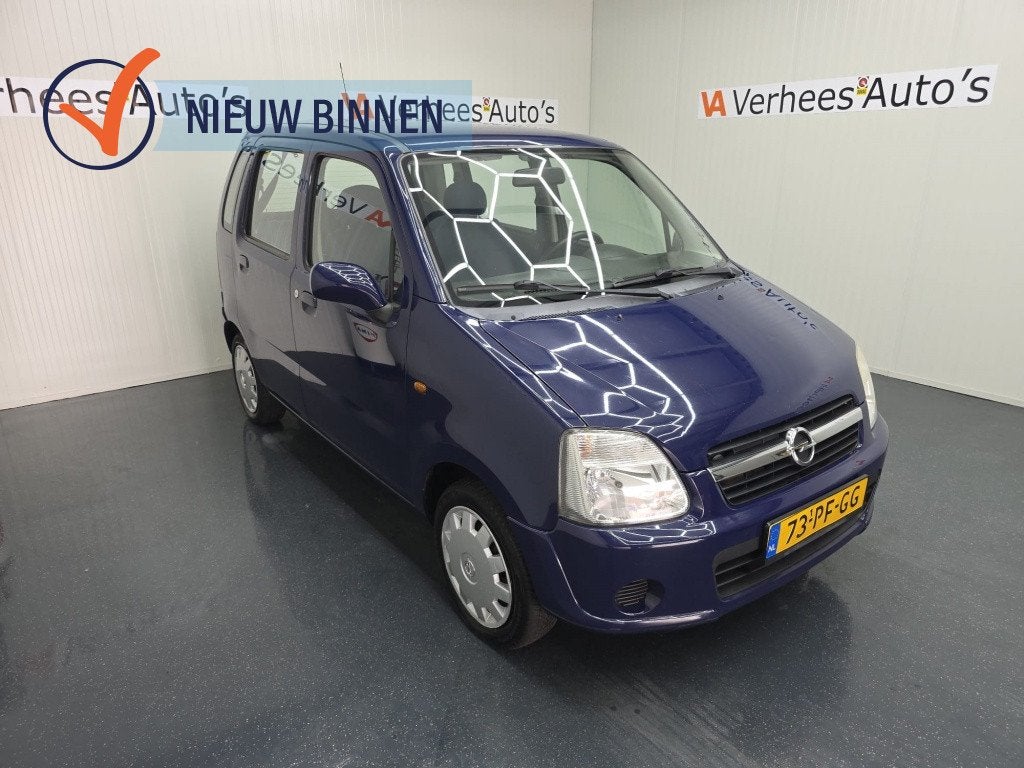 Opel Agila 1.2-16V Enjoy (bj 2004), Auto's, Voorwielaandrijving, Blauw, Origineel Nederlands, Bedrijf