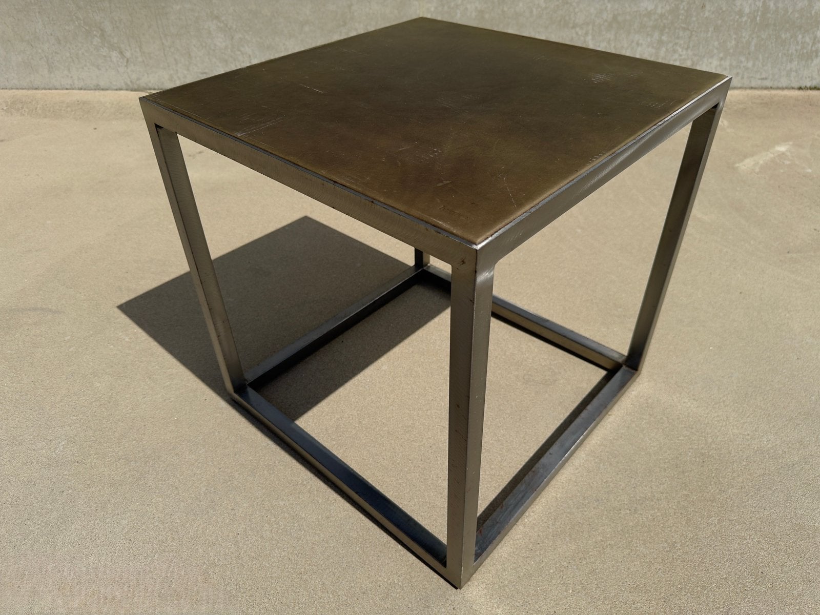 BAXTER ART TRINITY design bijzettafel TUIGLEER | STAAL, Huis en Inrichting, 45 tot 60 cm, Minder dan 55 cm, Vierkant, Ophalen of Verzenden