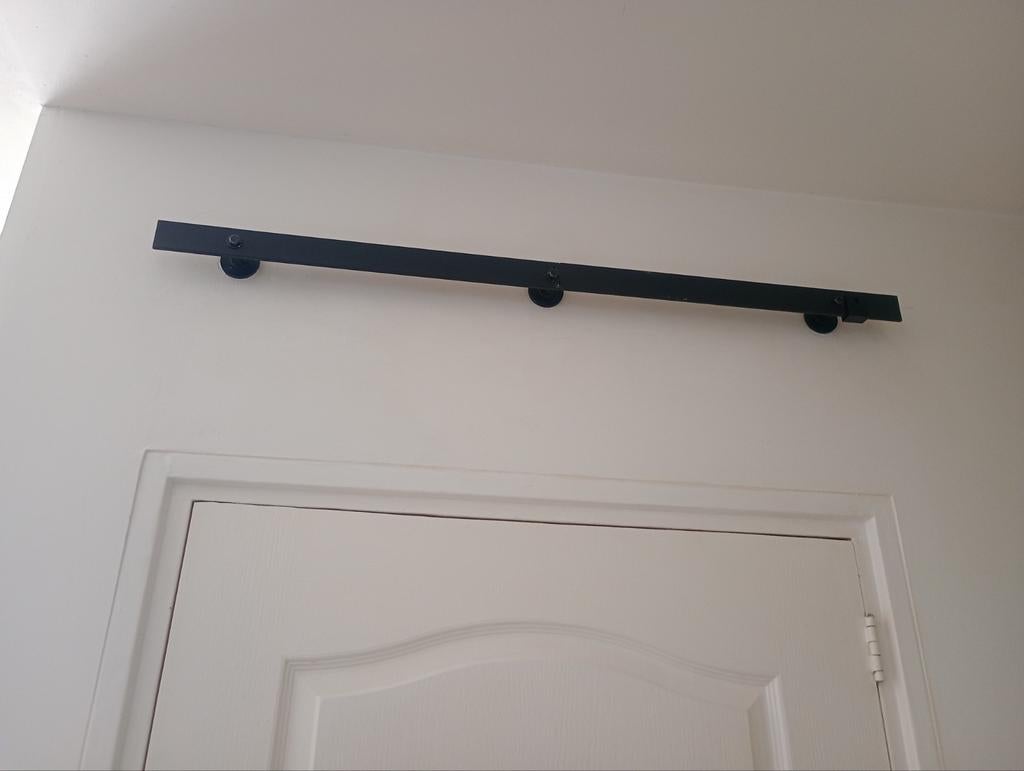 Schuifdeur systeem met vouwdeur en 100 cm rail, Doe-het-zelf en Verbouw, Deuren en Horren, Ophalen, 80 tot 100 cm, 215 cm of meer