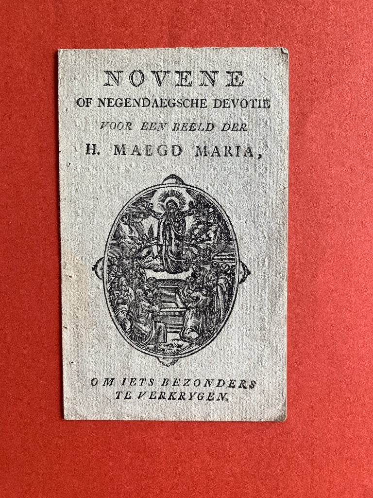 18e eeuw Gravure Novene of Negendaegsche Devotie voor..., Verzamelen, Ophalen of Verzenden, Gebruikt, Kaart of Prent, Christendom | Katholiek