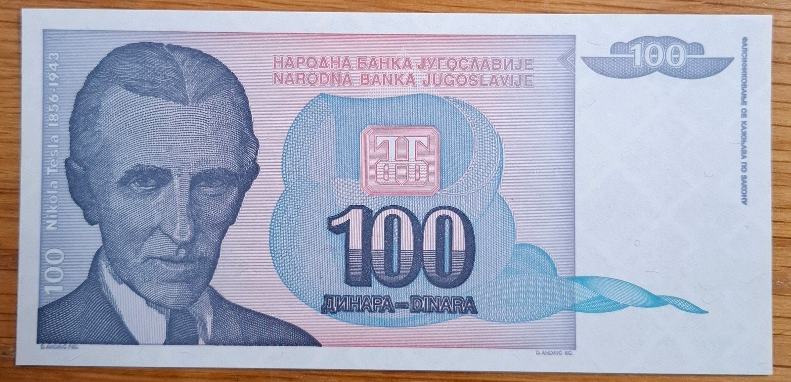 87# Joegoslavië 100 Dinara 1994 P139, Postzegels en Munten, Bankbiljetten | Europa | Niet-Eurobiljetten, Ophalen of Verzenden