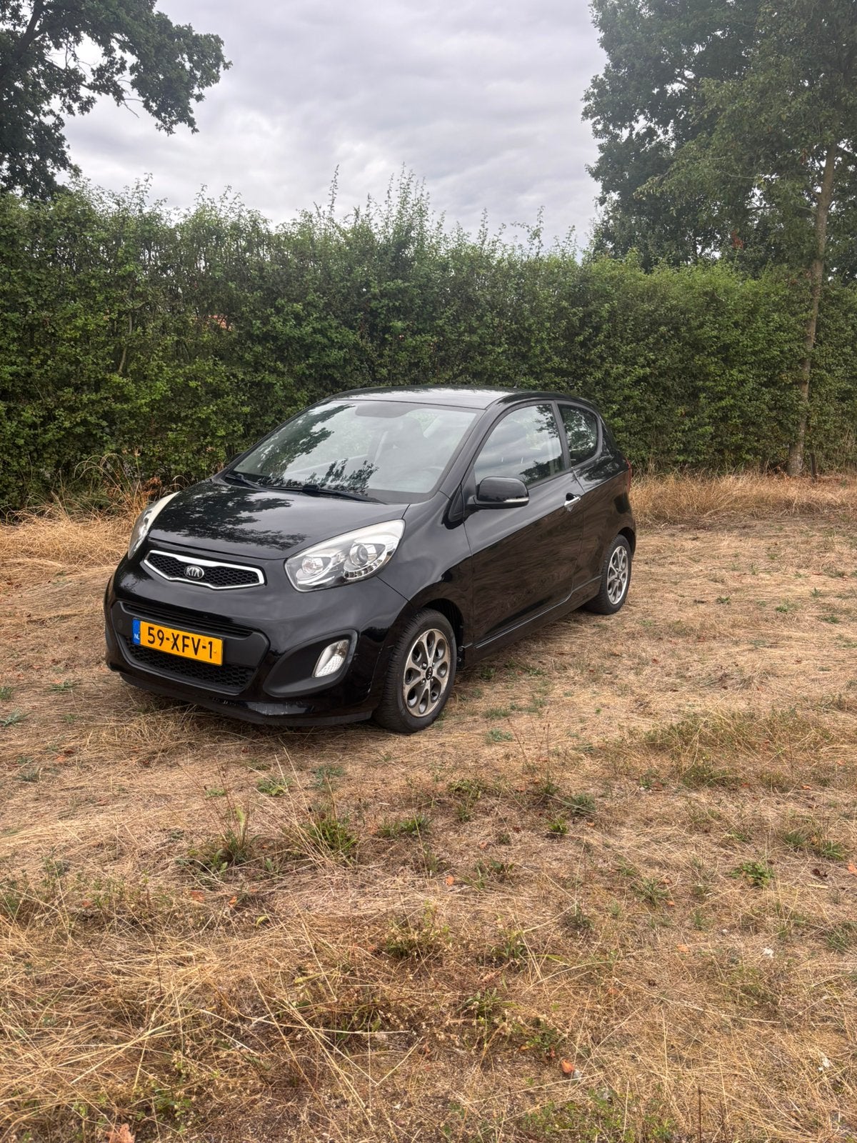 Kia Picanto 1.2 Cvvt 3-DRS 2012 Zwart, Auto's, Kia, Voorwielaandrijving, Euro 5, Stof, Zwart