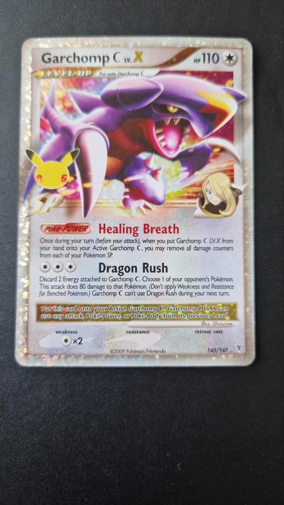 Garchomp C lv. X 145/147 Celebrations Pokemon, Ophalen of Verzenden, Zo goed als nieuw, Losse kaart
