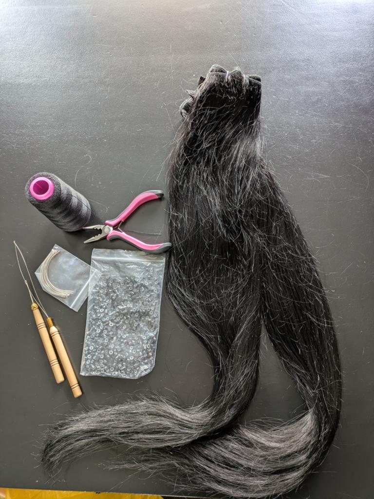 Weft human hair extensions 66cm met attributen, Ophalen of Verzenden, Nieuw, Pruik of Haarverlenging