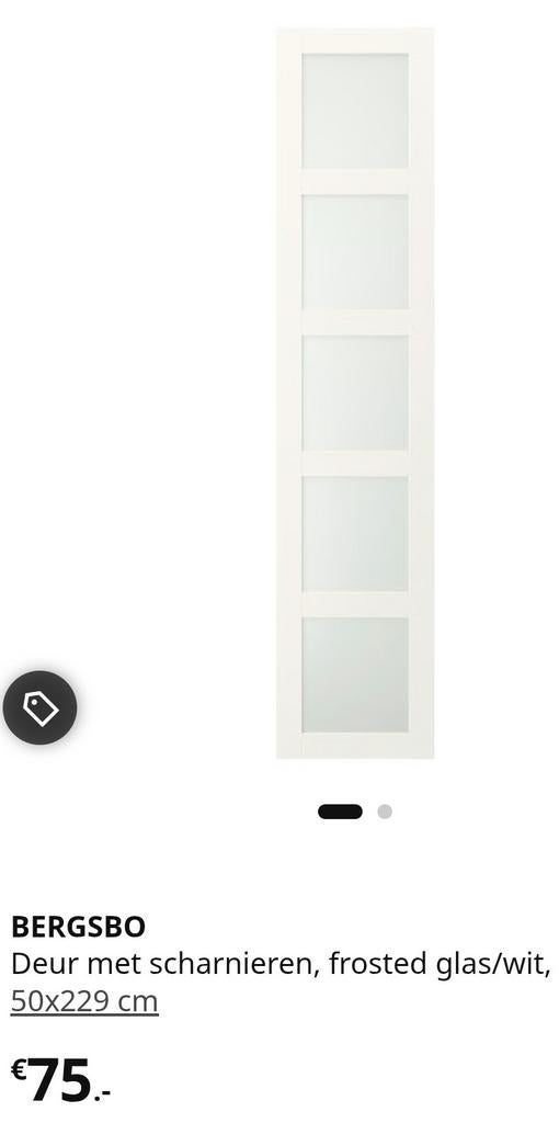 4 Ikea Pax kastdeuren wit met frosted glas, Ophalen, 50 tot 100 cm, 200 cm of meer