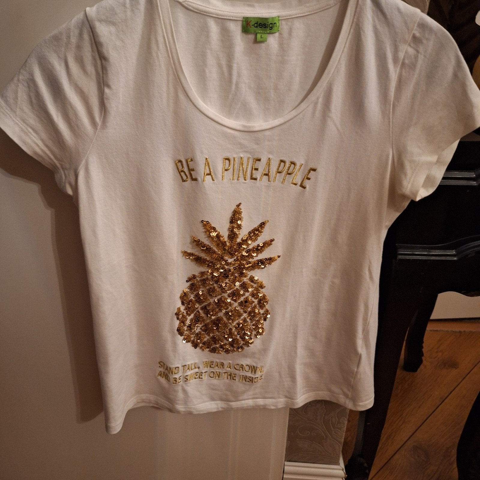 K-Design Truitje met Ananas pailletten - Maat m, Maat 38/40 (M), Wit, Ophalen of Verzenden, K-Design