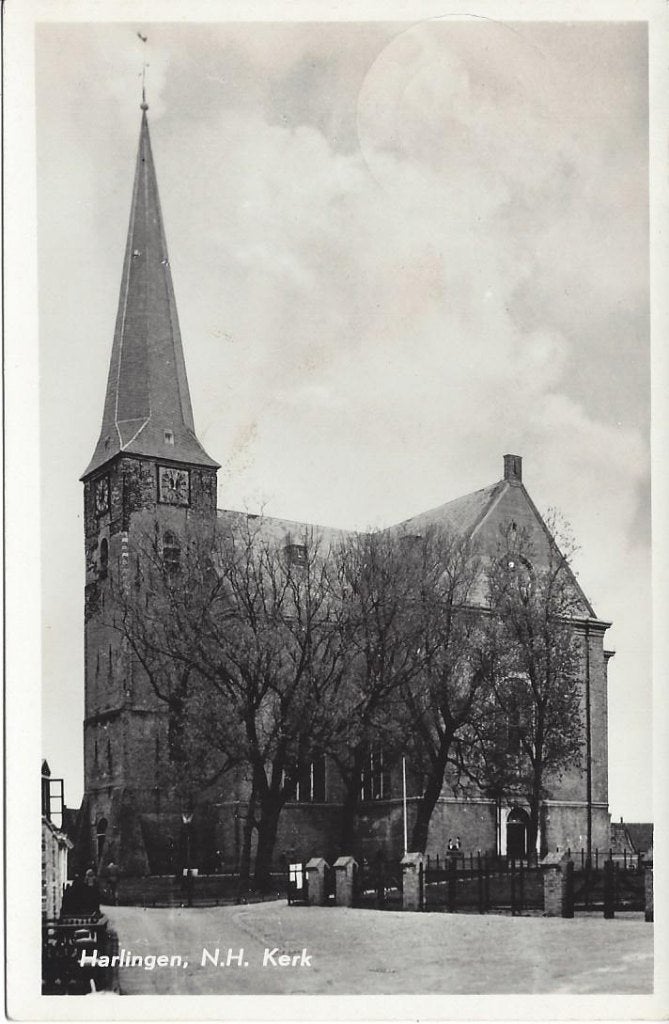 Harlingen (Frl.) N.H. Kerk, gelopen 1955, Ophalen of Verzenden, 1940 tot 1960, Gelopen, Friesland