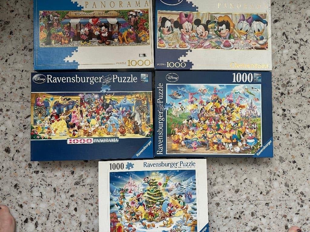 5x Disney Ravensburger/Clementoni Puzzels 1000 stukjes, Ophalen of Verzenden, 500 t/m 1500 stukjes, Gebruikt, Legpuzzel