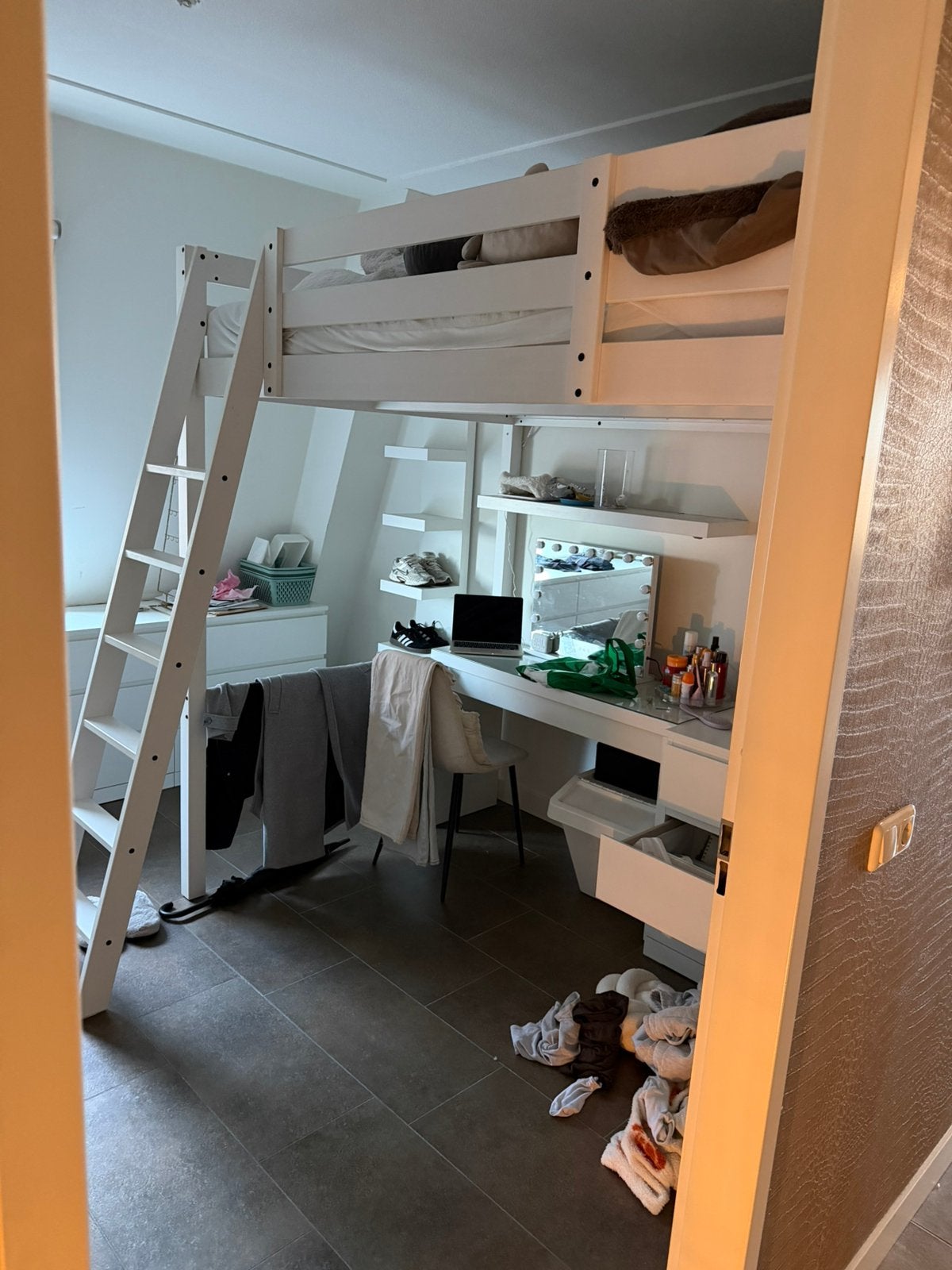 Ikea hoogslaper Stora 140x200 cm kleur wit, Ophalen, Gebruikt, Hoogslaper, Tweepersoons