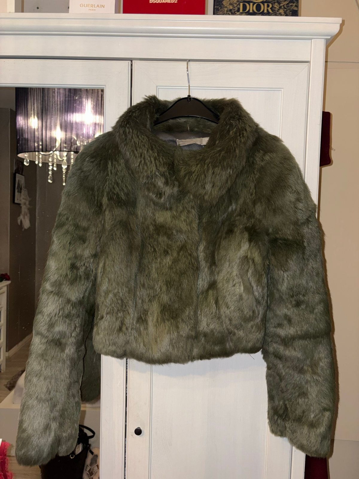 Korte Groene Faux Fur Jas - Maat S, Kleding | Dames, Jassen | Winter, Verzenden, Zo goed als nieuw, Maat 36 (S), Groen