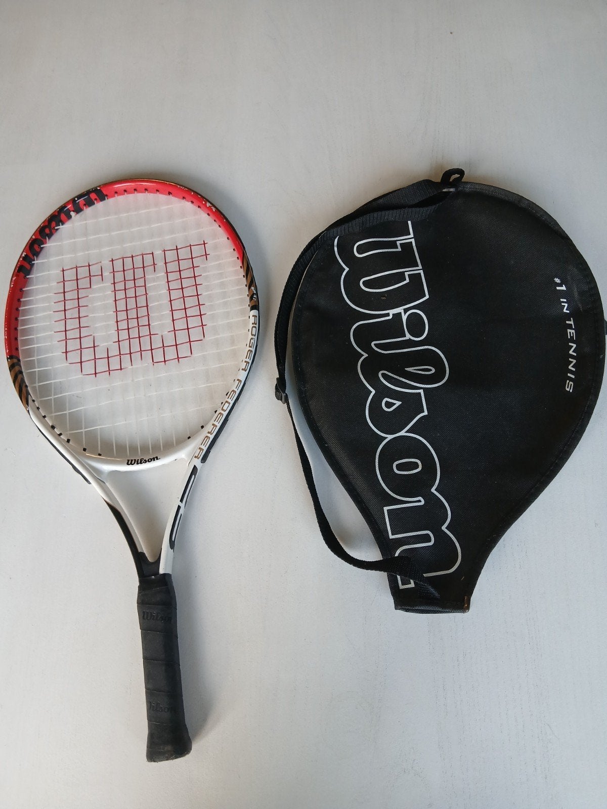 Wilson Roger Federer tennisracket met hoes, Ophalen of Verzenden, Gebruikt, Racket, Wilson