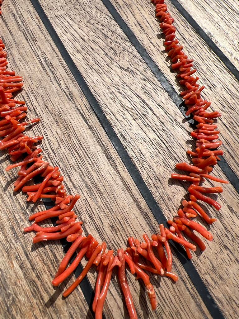 Natuurlijke Koraal Ketting - Oranje Koraal Takken, 46 cm, Sieraden, Tassen en Uiterlijk, Kettingen, Zo goed als nieuw, Steen of Mineraal