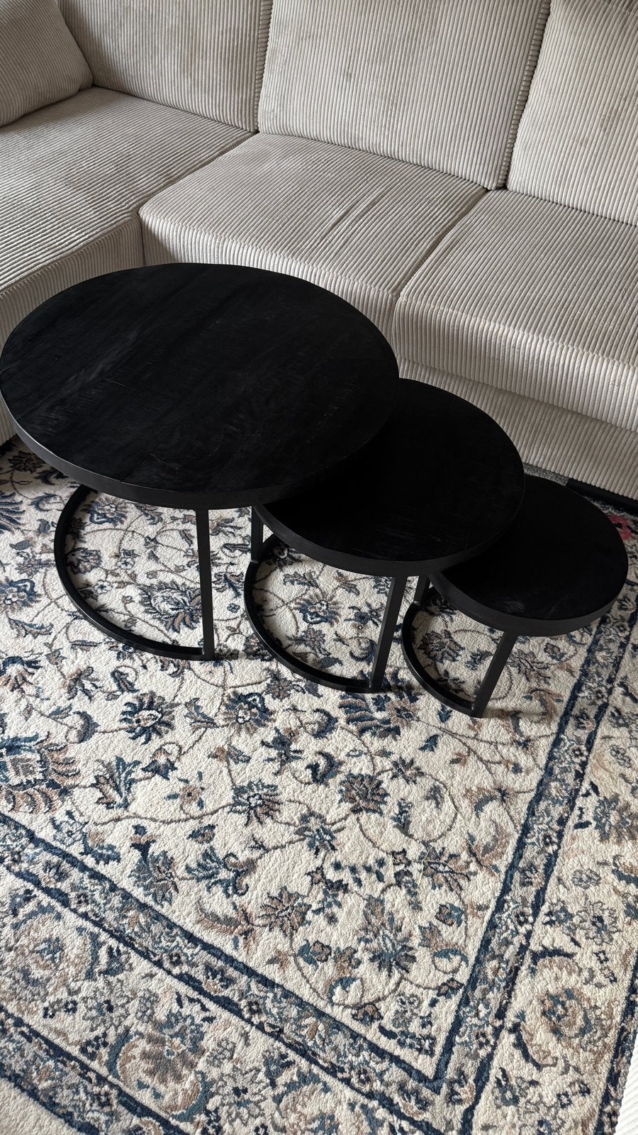 Mango Wood Coffe Table - Set of 3, Huis en Inrichting, Tafels | Salontafels, Ophalen, Zo goed als nieuw, Rond, 50 tot 100 cm