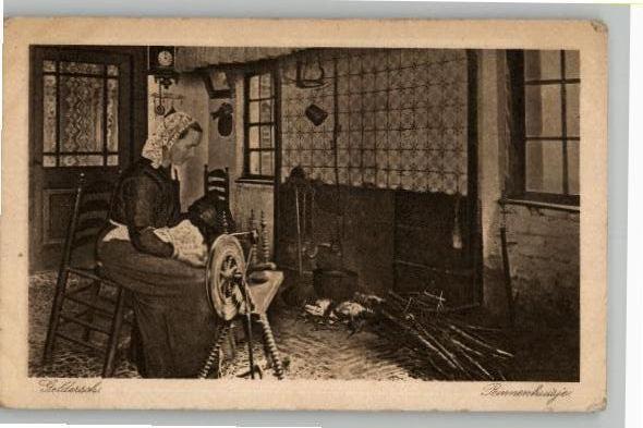 Veluwe Geldersch Binnenhuisje spinnewiel, Verzenden, 1920 tot 1940, Ongelopen, Gelderland
