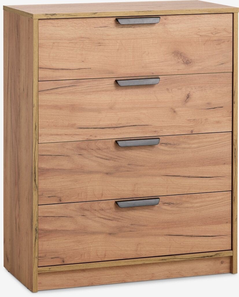 Ladekast JENSLEV 4 lades wild naturel eiken kleur, Ophalen, Gebruikt, Eikenhout, 50 tot 100 cm