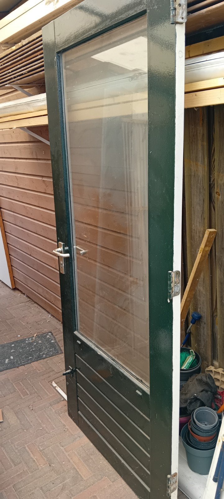 hard houten buitendeur, Ophalen, Gebruikt, 80 tot 100 cm, Buitendeur