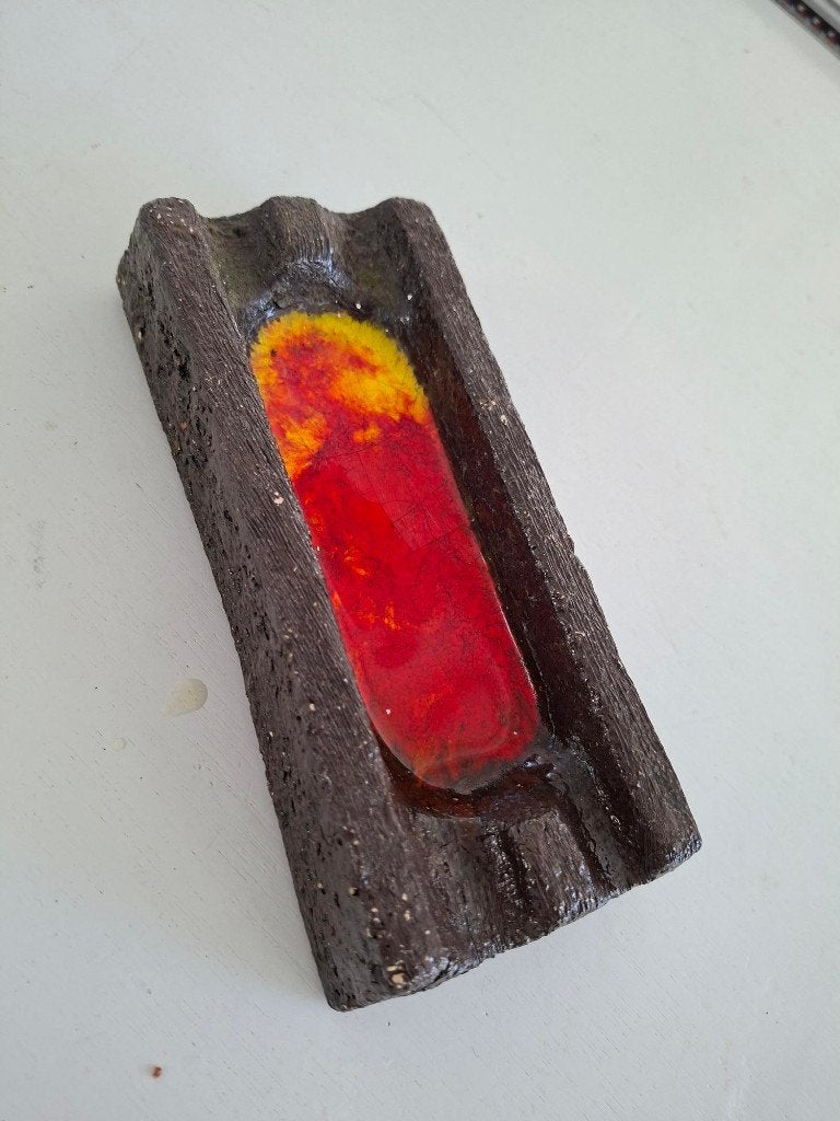 vintage brutalistische asbak fat lava midcentury Jan van Erp, Ophalen of Verzenden
