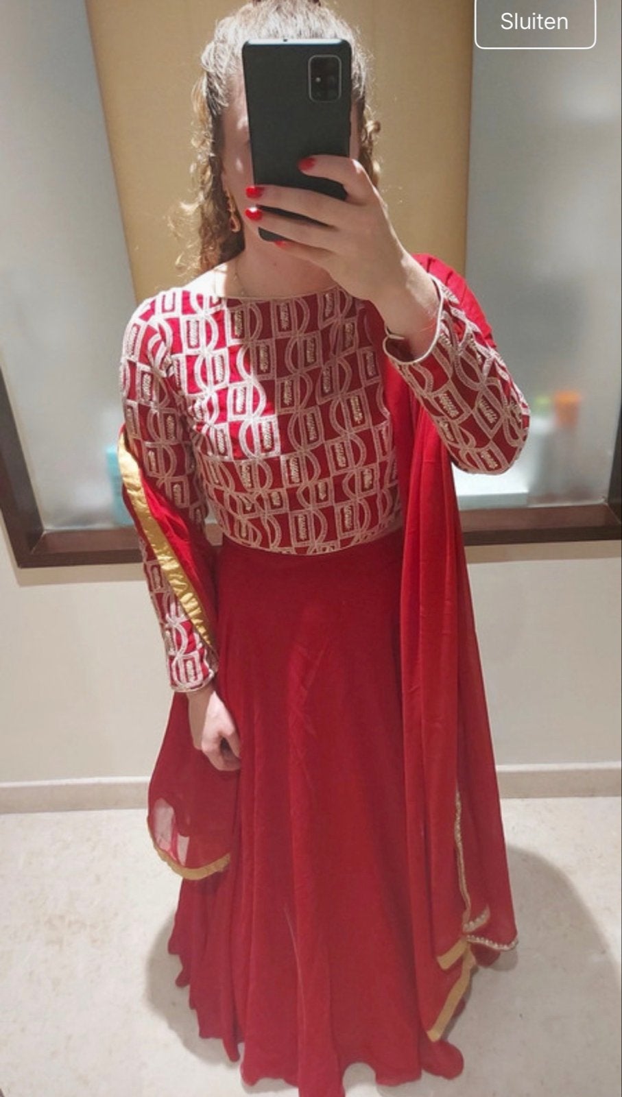 Rode Lehenga Jurk (top, rok & dupatta), Kleding | Dames, Maat 38/40 (M), Verzenden, Nieuw, Rood